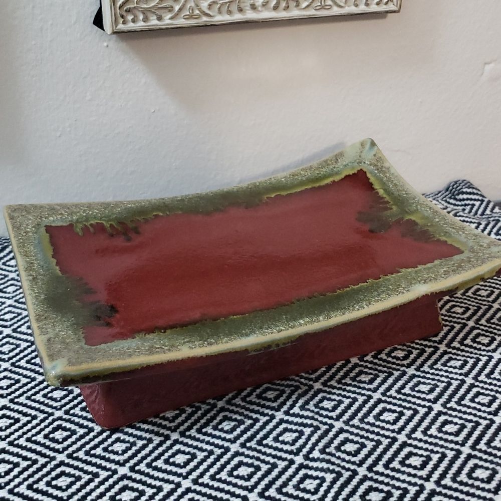 Red distressed Pillar Candle Tray - Picture 7 of 13